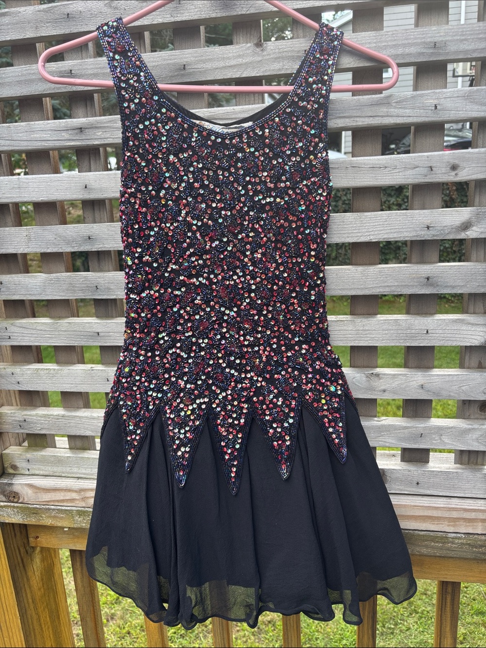 Glamour Black Mini Dress with Multicolor Sequin Embellishment